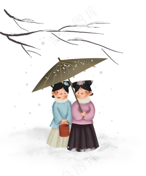 中国风雪天清宫宫女,免抠元素