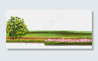 雨水主题之水粉风景画