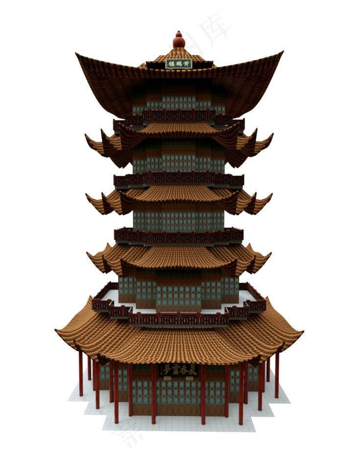 湖南长沙黄鹤楼模型,免抠元素(3000*4000px 300 dpi )