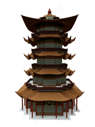 湖南长沙黄鹤楼模型,免抠元素