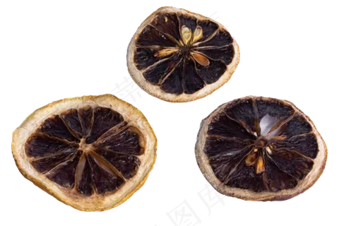 三片晒干水果柠檬片