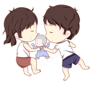 520亲子季卡通一家人png素材