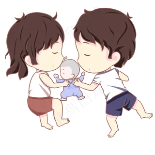 520亲子季卡通一家人png素材