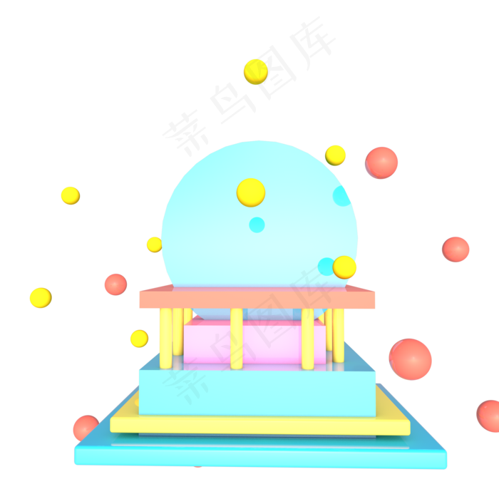 唯美糖果色C4D展台