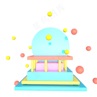 唯美糖果色C4D展台