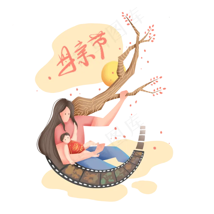 母亲节扁平化噪点亲情
