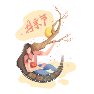 母亲节扁平化噪点亲情