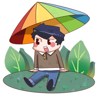 植树节人物和雨伞