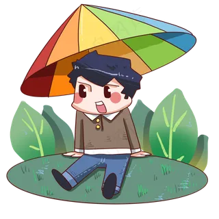 植树节人物和雨伞