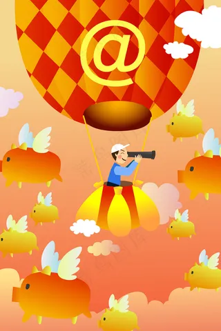 黄色系扁平风互联网金融金猪配图