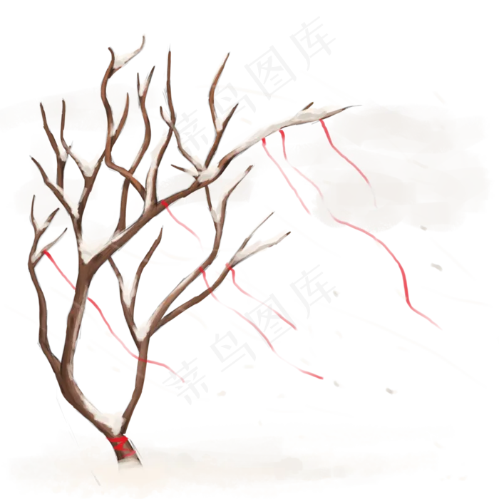冬天古风飘带树枝(4000X4000(DPI:300))psd模版下载