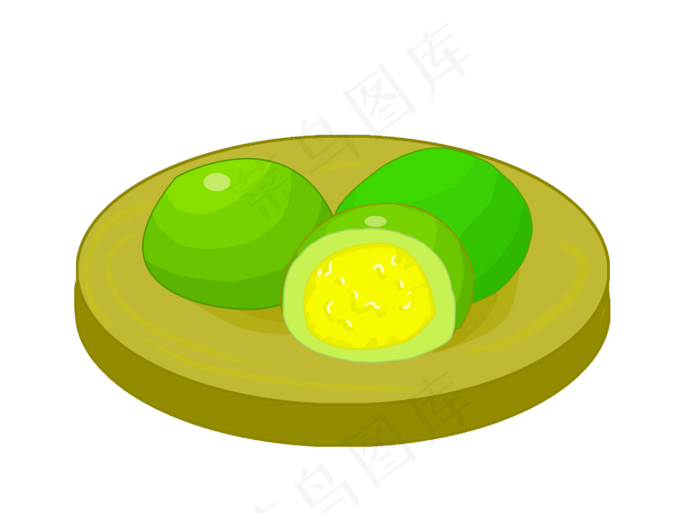绿色的清明青团插画