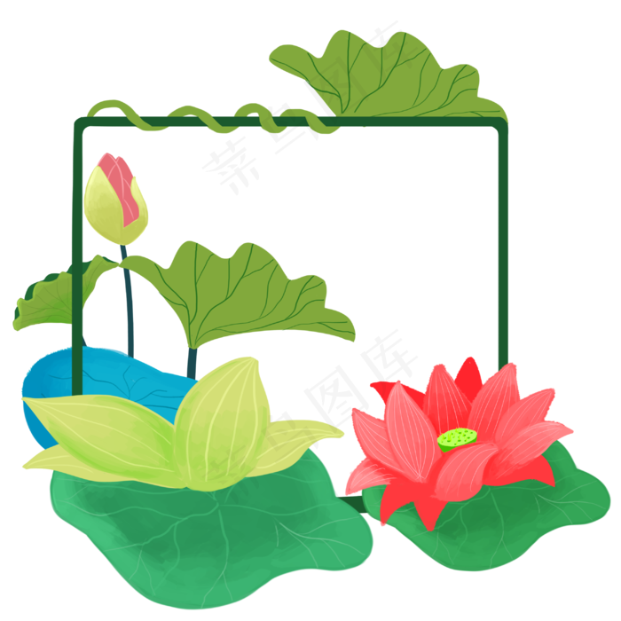 荷花荷叶海报边框