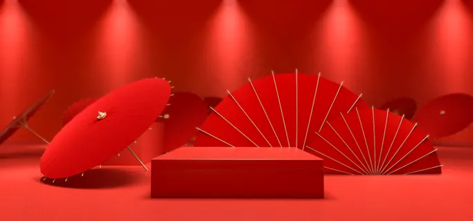 C4D中国风珠宝展台