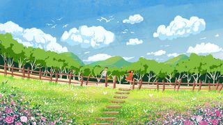 情人节情侣出门旅行小清新风景