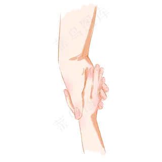 母亲节大手拉小手手绘卡通