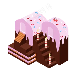 蛋糕屋立体免抠素材