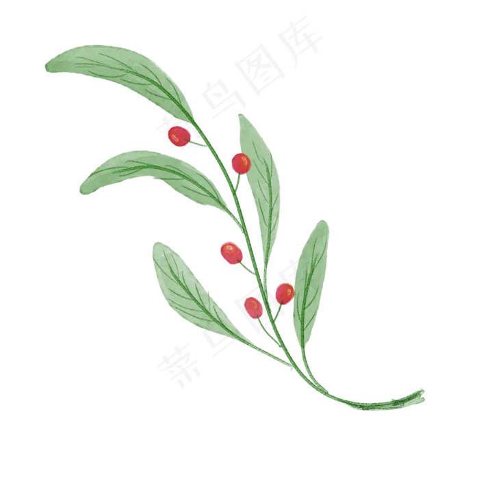 水彩植物绿叶手绘风小清新(2000X2000(DPI:300))psd模版下载