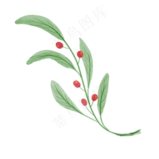 水彩植物绿叶手绘风小清新