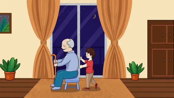 社会民生养老棕色卡通关爱老人 社会民生养老棕色卡通关爱老人