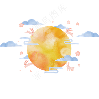 中秋节白云明月兔子