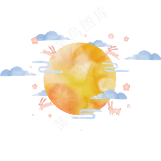 中秋节白云明月兔子