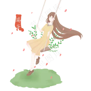 荡秋千长发女孩