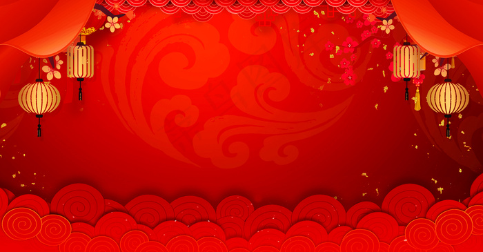 新年红色喜庆主图(1920*1000px 	      )psd模版下载