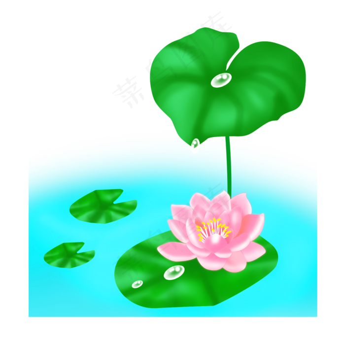 手绘卡通粉色莲花