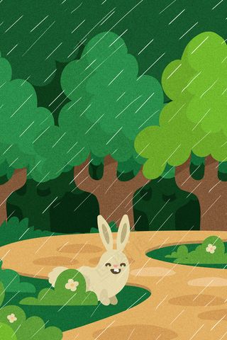 绿色清新卡通漫画节气谷雨