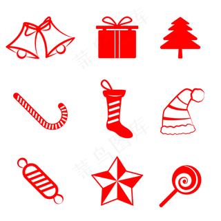 圣诞节剪纸装饰,免抠元素