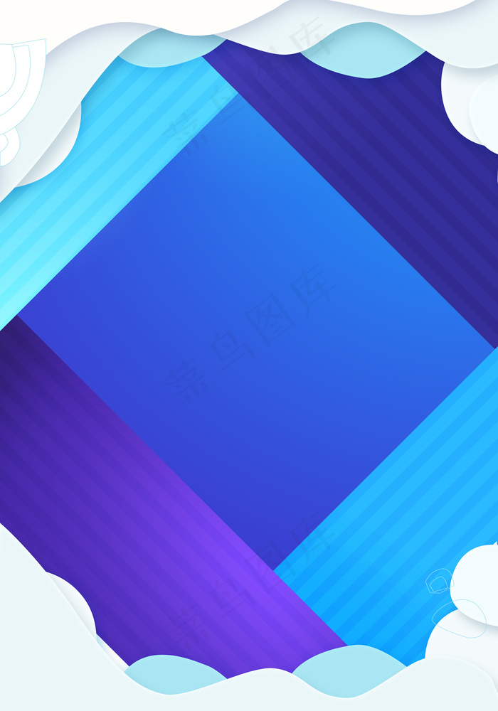 大气蓝色几何图形白云PSD分层广告背景