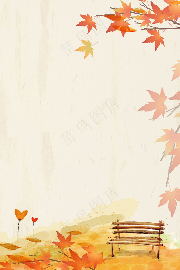 夏季枫叶立秋背景模板