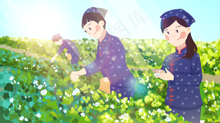 六月你好采摘茉莉(2880X1620(DPI:300))psd模版下载