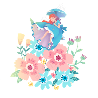 夏至百花开精灵女孩素材