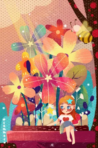 季节花节盆栽少女