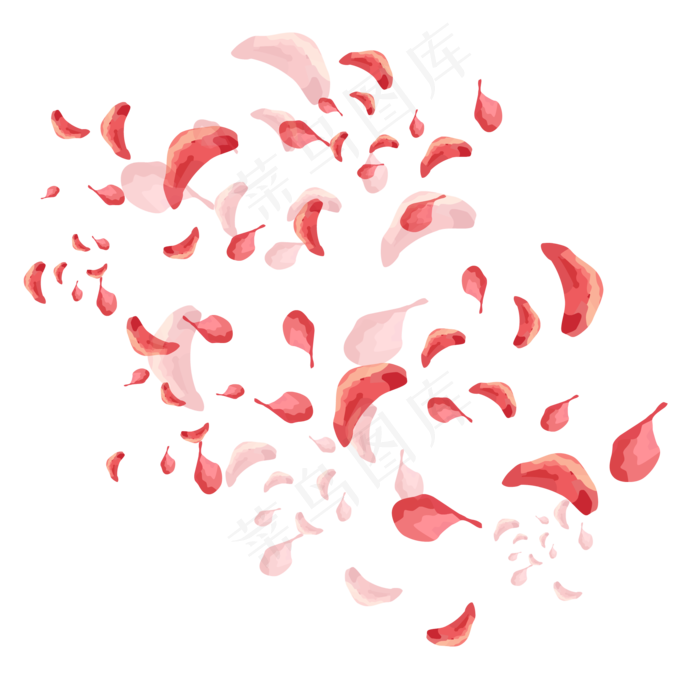 手绘植物漂浮的粉红花瓣,免抠元素(2000*2000px 300 dpi )ai矢量模版下载