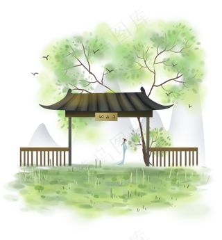 中国风中式院子,免抠元素