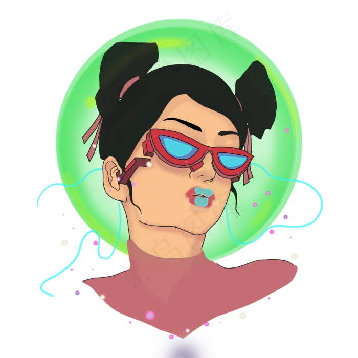 赛博朋克未来女战士国潮(4000X4000(DPI:300))psd模版下载