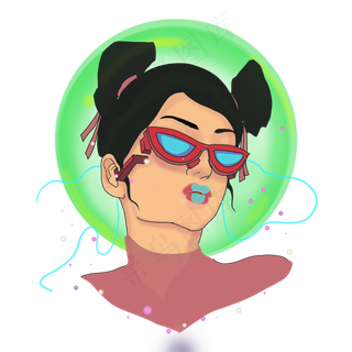 赛博朋克未来女战士国潮