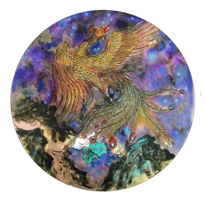 水墨吉祥鸟凤凰百鸟朝凤PNG涅槃,免抠元素