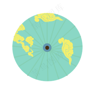 金色流云油纸古风伞,免抠元素