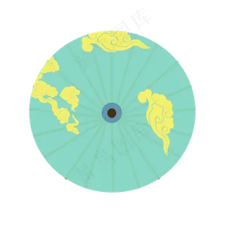 金色流云油纸古风伞,免抠元素
