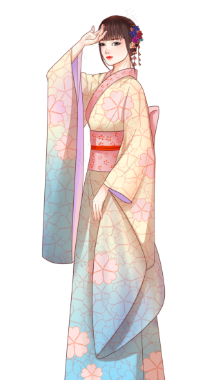 日系和风仕女图