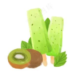 夏至夏天清凉水果冰激凌手绘猕猴