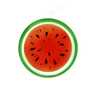 圆圆的大西瓜水彩系列