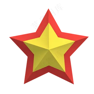 红色立体五角星,免抠元素