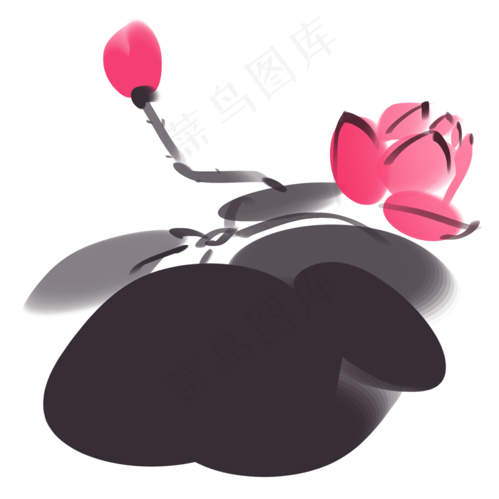 中国画中国风荷花(2000X2000(DPI:300))psd模版下载