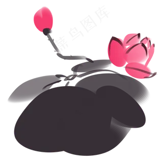 中国画中国风荷花