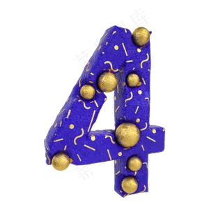 创意蓝金倒计时周年庆数字4